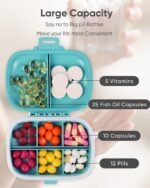 Daily Pill Organizer, 8 Compartments Portable Pill Case, Pill Box to Hold Vitamins, Cod Liver Oil, Supplements and Medication - Image 4