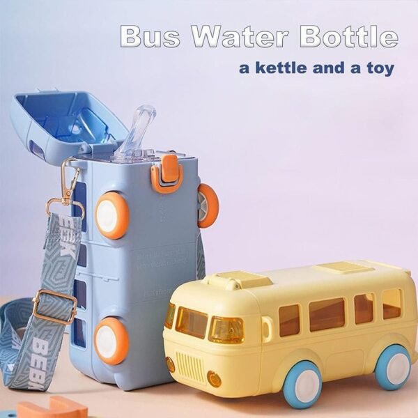 Cute Bus Water Bottle with Shoulder Strap 550 ml