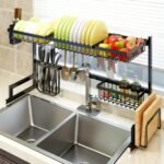 65 85 Cm Dish Rack Stainless Steel Kitchen Rack Sink Storage Utensils Black Storage Supplies Multi 2.jpg