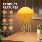 Cute Jellyfish Night Light, RGB Gradient Bedside Lamp Voice Control Rechargeable - Type-C Table Lamp with Touch Sensor for Bedroom - Image 3