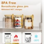 Glass Jars with Bamboo Lid and Spoon, Bamboo Lid Storage Jar Containers for Coffee Beans, Spice, Brown Sugar, Tea, Flour, Nuts, Candy, Salts and More - Image 4