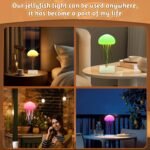 Cute Jellyfish Night Light, RGB Gradient Bedside Lamp Voice Control Rechargeable - Type-C Table Lamp with Touch Sensor for Bedroom - Image 5