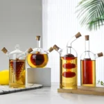 Double-layer Glass Oil Jug 2-in-1 Oil Vinegar Bottle Home Creative Double-mouth Cork Shaped Glass Oil Jug Kitchen Seasoning Tool 6.5*18CM