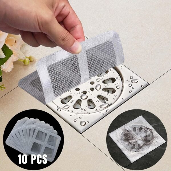Hair Catcher Shower Drain Cover,4"X4" Disposable Hair Stopper Mesh Stickers,Bathtub Hair Catcher for Drain,Shower Floor Cover Square,Bathroom,Laundry, Bathtub (10PCS)