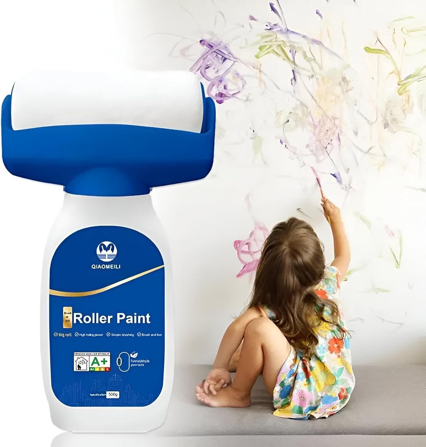 71EgDiVtzKL._AC_SL1500_.jpg White Paint for Walls,Paint with Roller,Wall Repair Rolling Brush,Fast-Drying & Water-Based White Wall Paint,Integrated Paint Roller Kit,Wall Filler Paint Covers Graffiti,Stain,Scratch,Patch Repair - Image 1